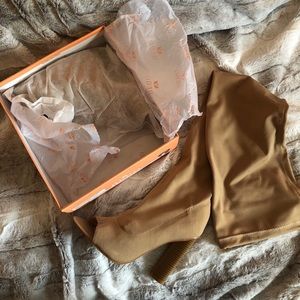 NUDE OPEN TOE LYRCA Boots - UK 6 US 8